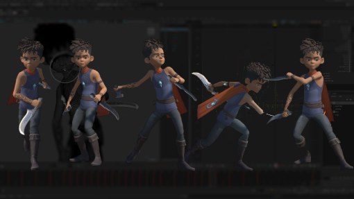 Game Animation: From Concept to Unity, a row of character poses with a sword